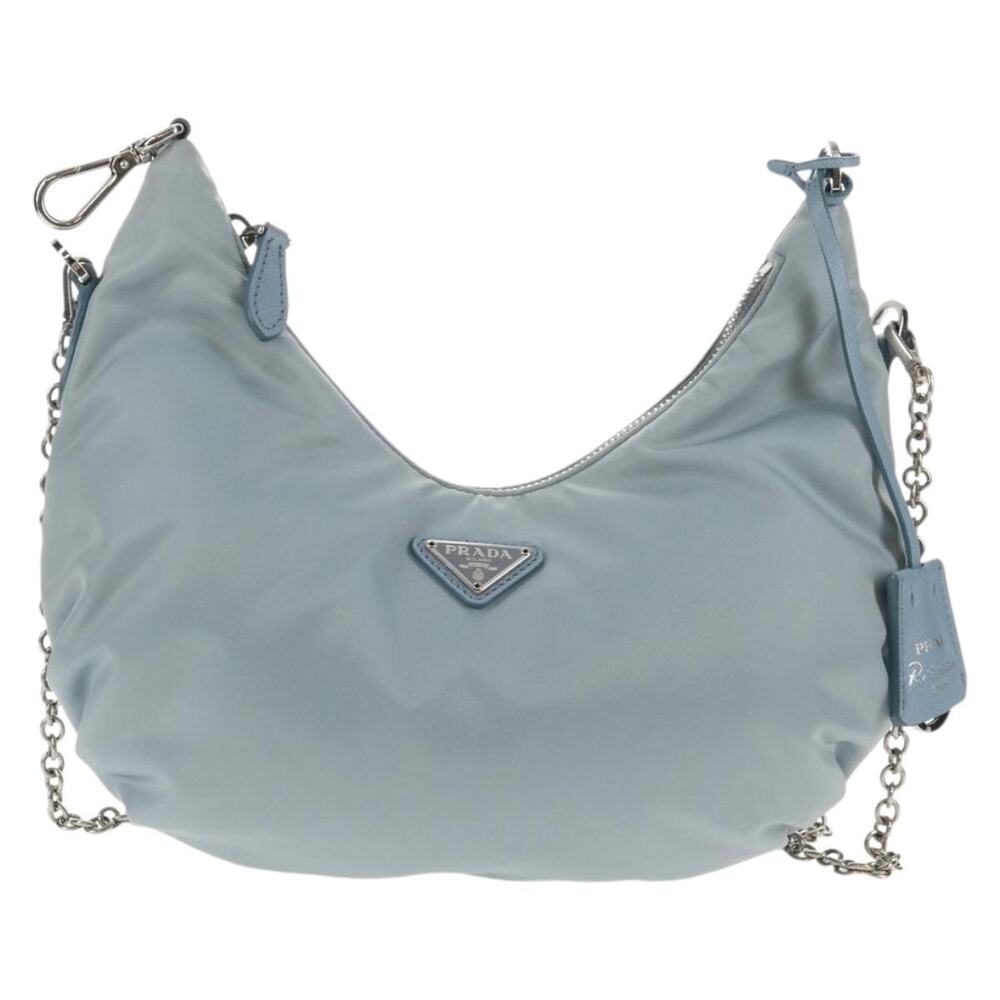 Prada Nylon Chain Shoulder Bag Light Blue